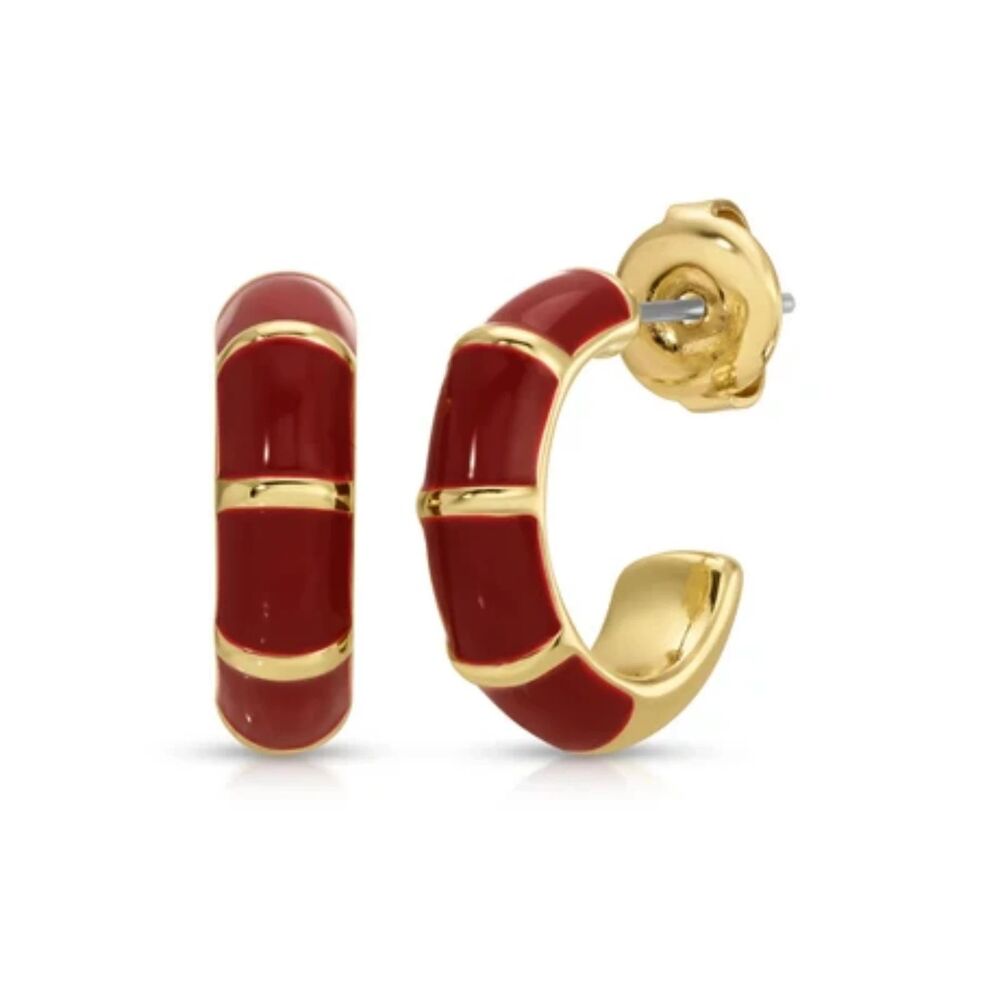 Leeada MINI MAROON HOOP EARRINGS